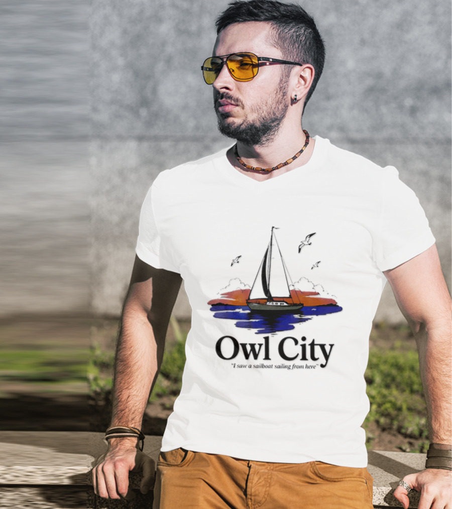 Owl City Smooth Sailing Scenic Sunset Adventure T-Shirt