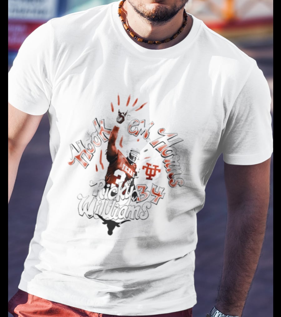 Ricky Williams Hook 'Em Horns 34 Texas Longhorns T-Shirt
