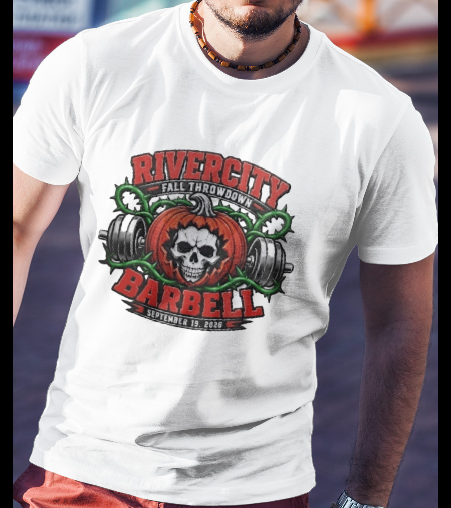 Rivercity Fall Throwdown Skull Pumpkin Barbell September 19 2026 T-Shirt