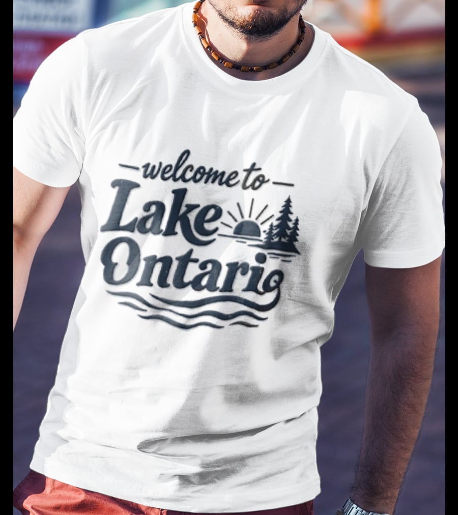 Welcome To Lake Ontario Sunset With Trees And Waves T-Shirt