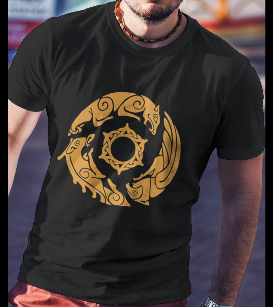 Crimson Desert Crest Zodiac Animal Wheel T-Shirt