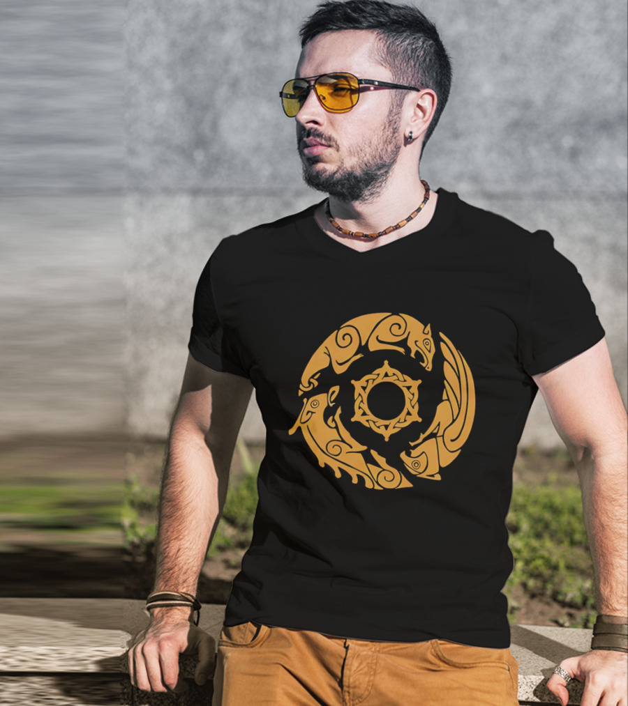 Crimson Desert Crest Zodiac Animal Wheel T-Shirt
