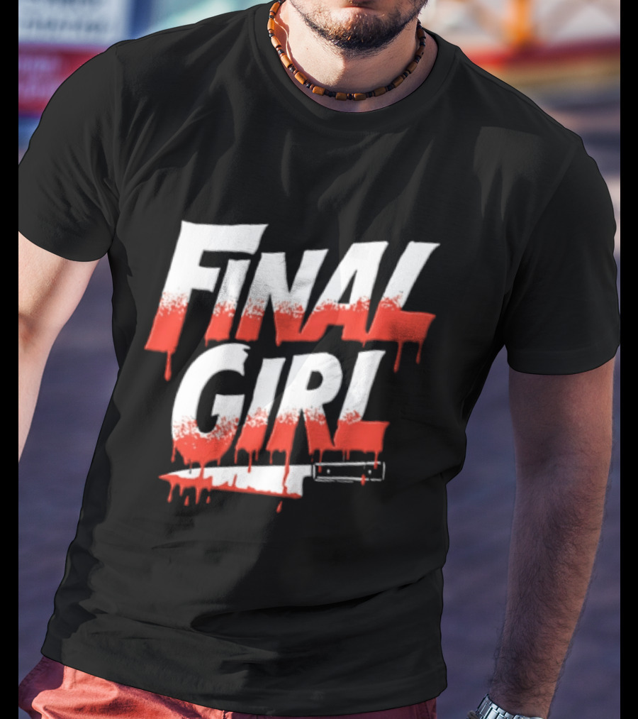 Final Girl Dripping Blood Kitchen Knife Horror Slasher T-Shirt