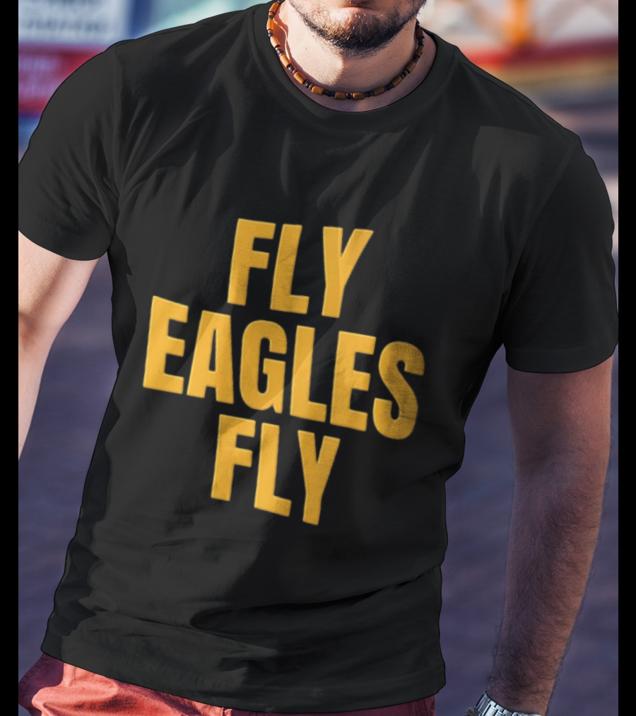Fly Eagles Fly Philadelphia Yellow Stacked T-Shirt