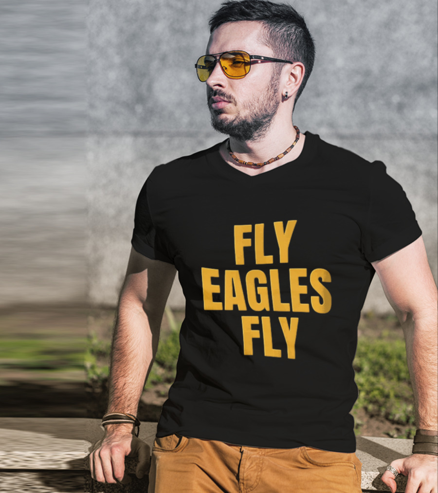 Fly Eagles Fly Philadelphia Yellow Stacked T-Shirt