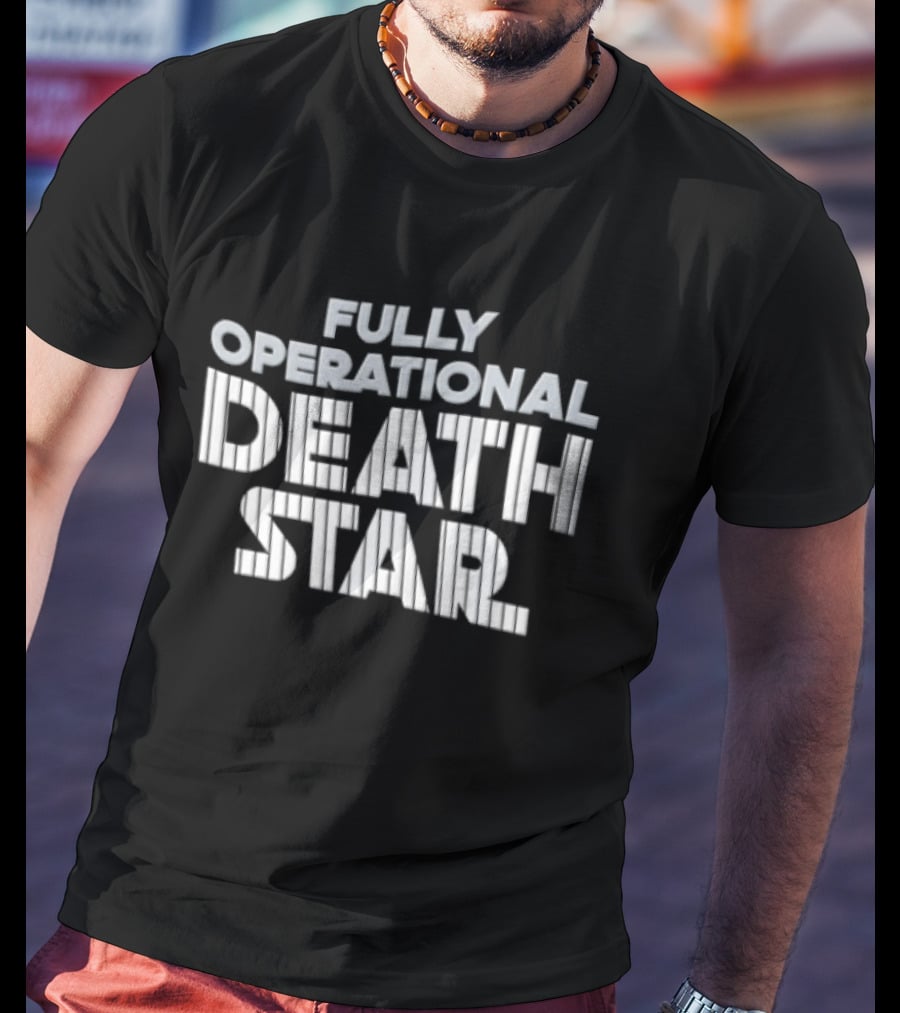 Death Star Fully Operational Pinstripe Lettering Roto Wear T-Shirt