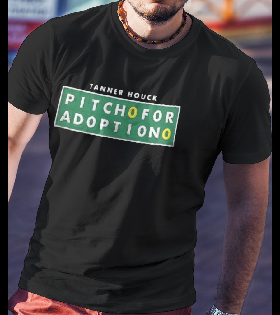 Tanner Houck Pitch For Adoption Green Scoreboard Tile T-Shirt