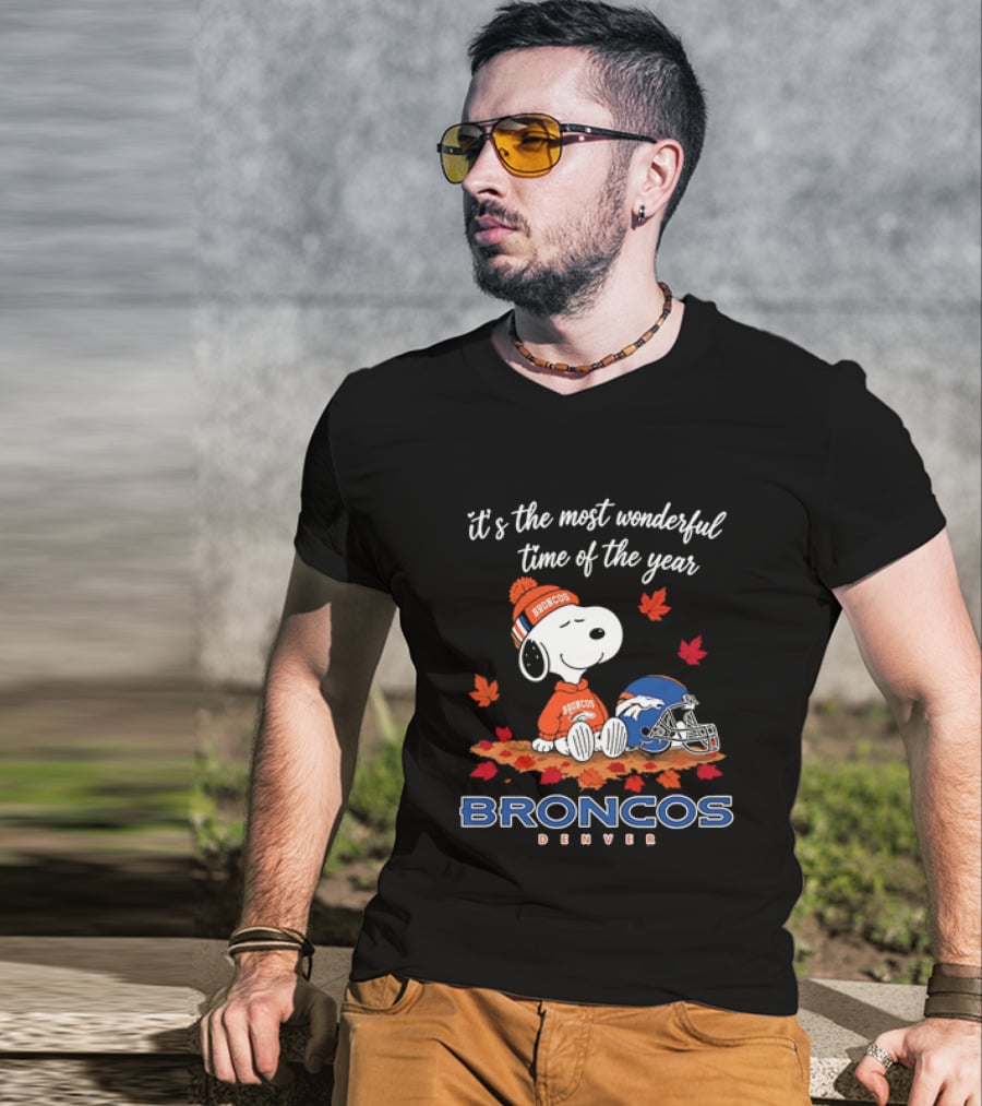 Snoopy Broncos Denver It's The Most Wonderful Time Of The Year Autumn Football T-Shirt