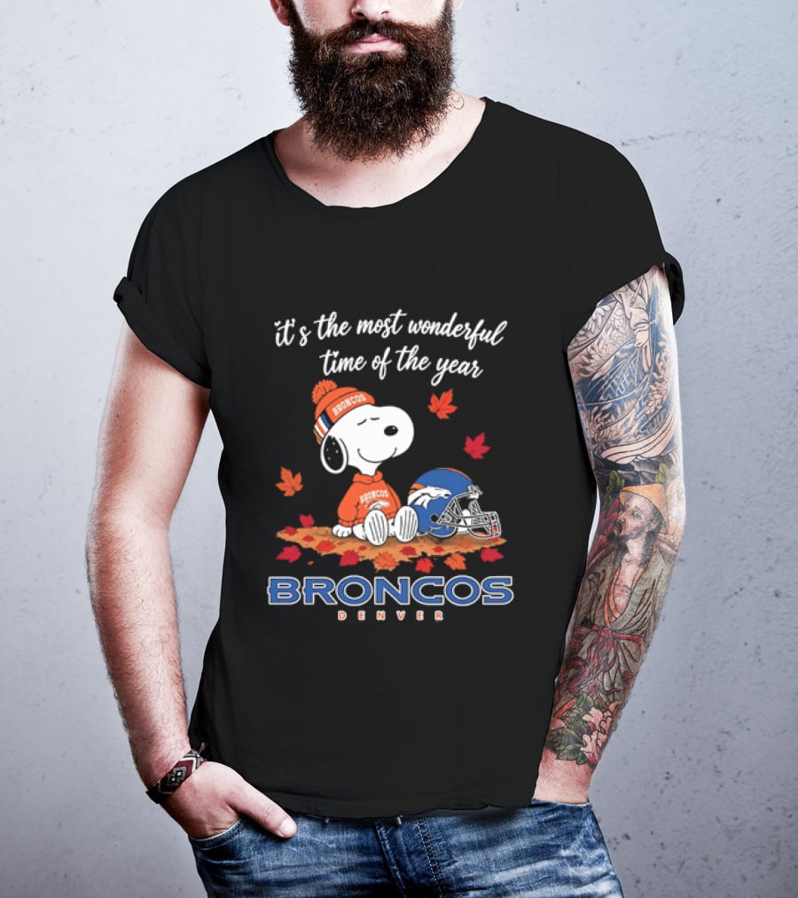 Snoopy Broncos Denver It's The Most Wonderful Time Of The Year Autumn Football T-Shirt