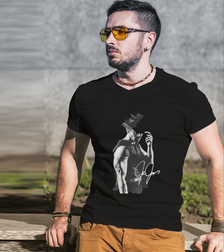 Joe Jonas Signature Black And White Cowboy Hat T-Shirt