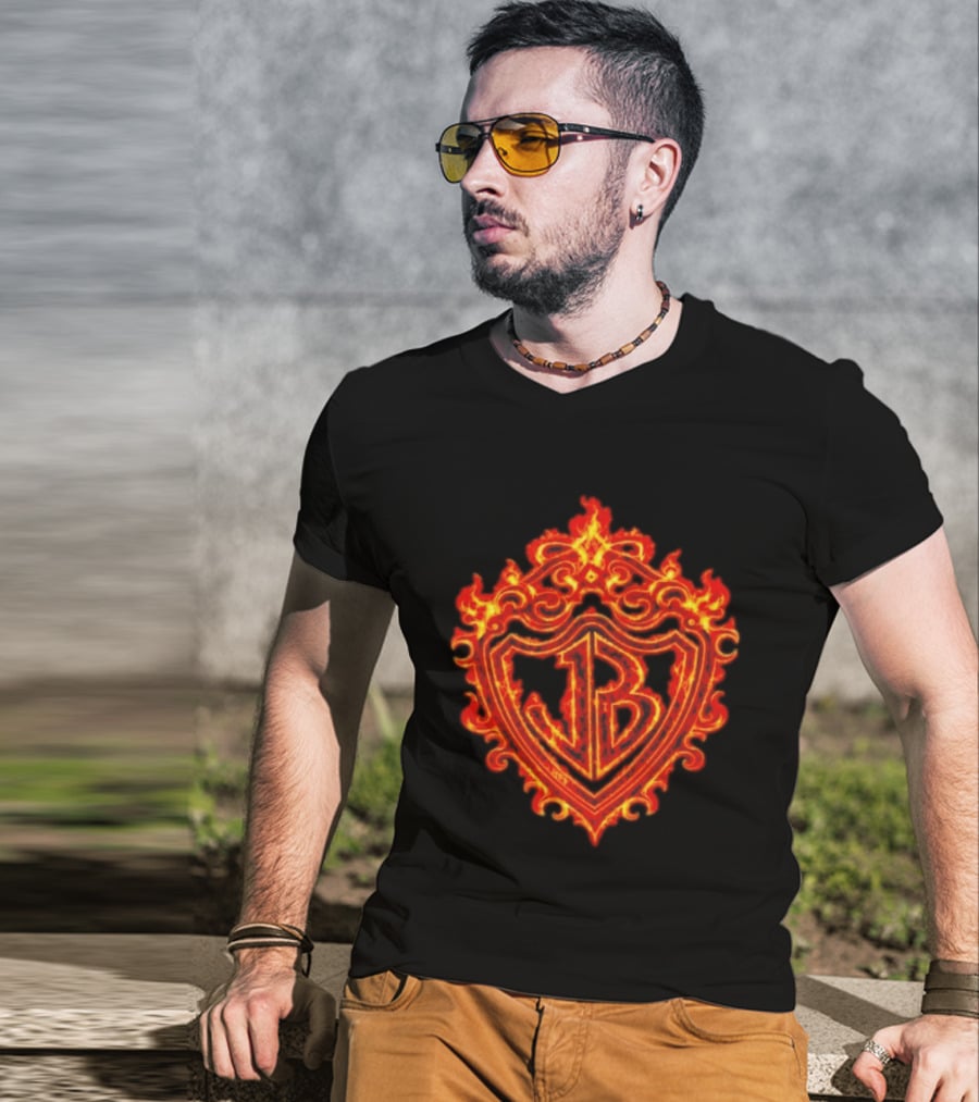 Jonas Brothers Burning Up All Over Again Tour JB Flaming Crest T-Shirt