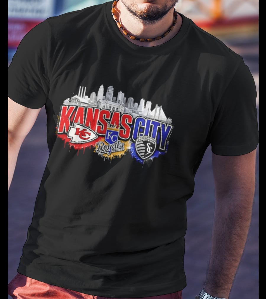 Kansas City Chiefs Royals Sporting KC Skyline Fan T-Shirt