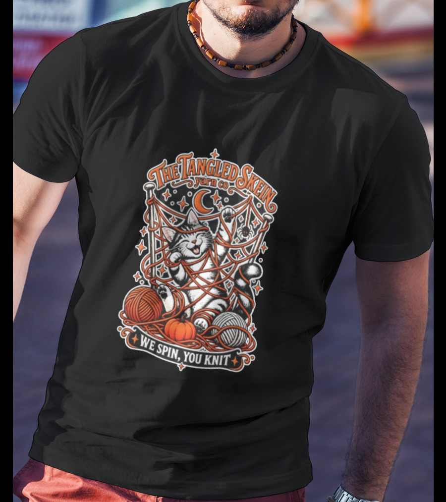 The Tangled Skein Yarn Co Cat We Spin You Knit T-Shirt