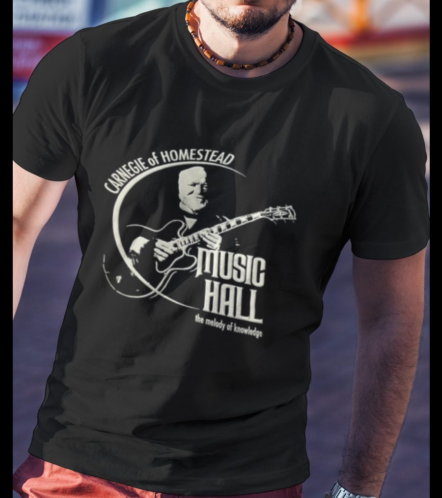 Carnegie Homestead Music Hall Stencil Archtop Guitar Sketch T-Shirt