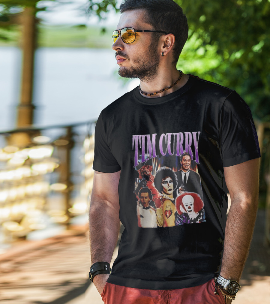 Tim Curry Dr Frank And Furter Pennywise Darkness Wadsworth Movie Roles Collage T-Shirt