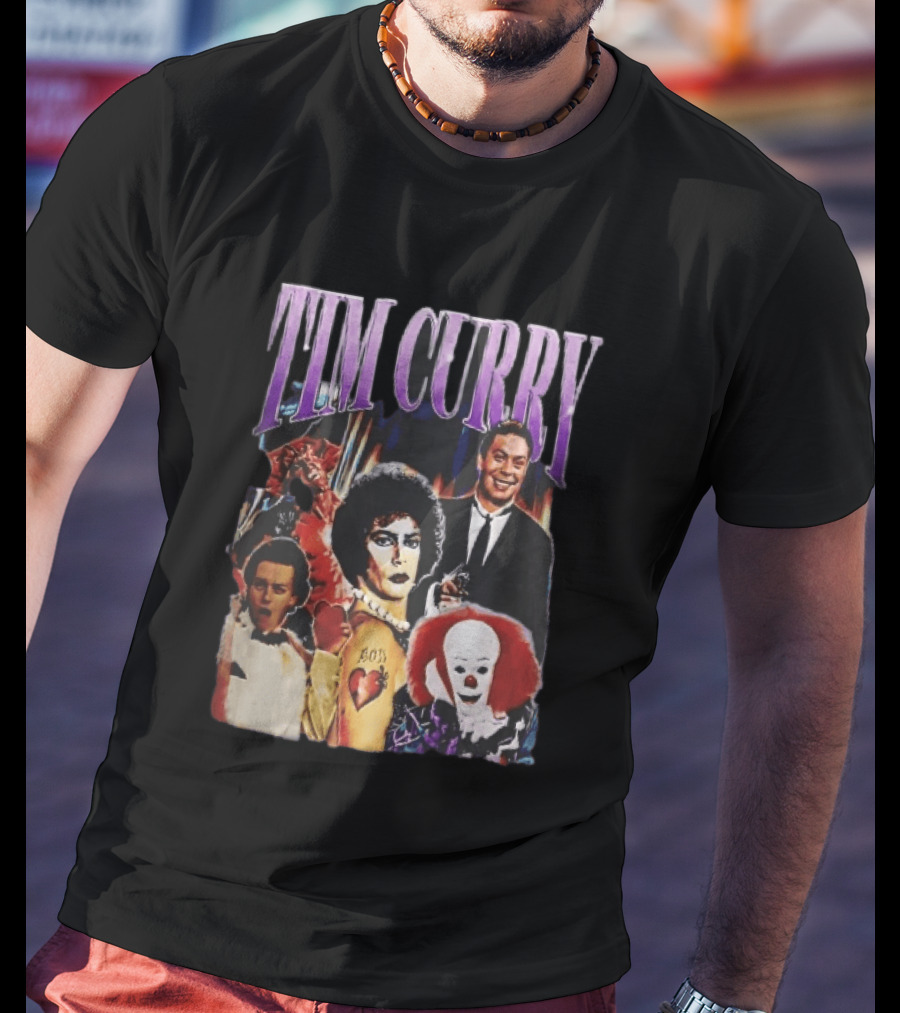 Tim Curry Dr Frank And Furter Pennywise Darkness Wadsworth Movie Roles Collage T-Shirt
