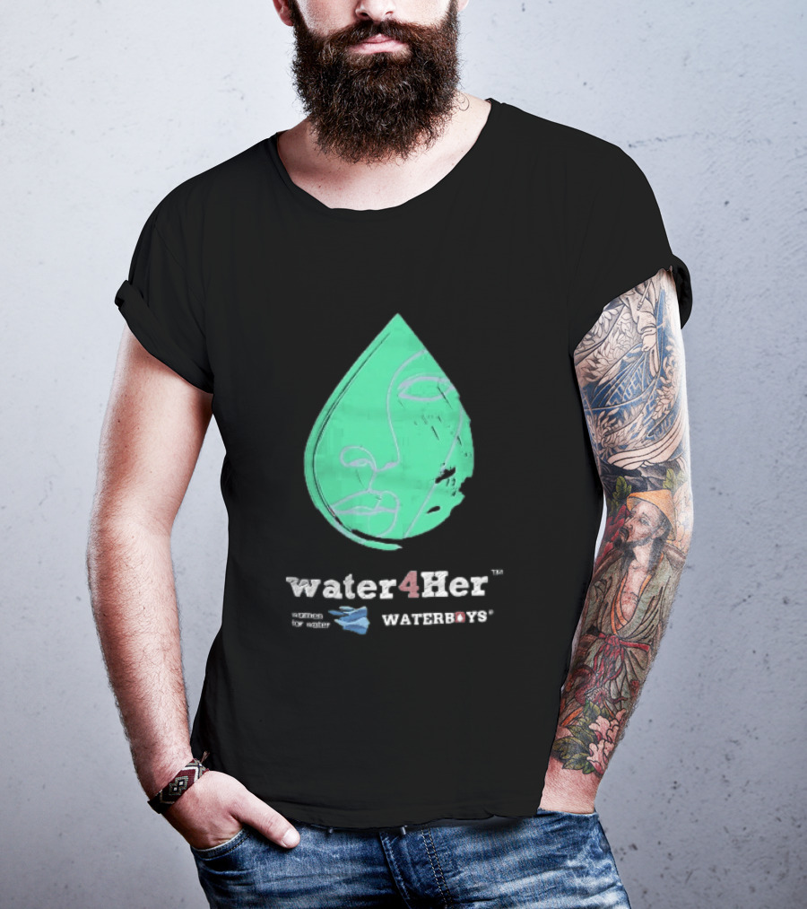 Water4Her Waterboys Green Waterdrop Line Face Women For Water T-Shirt