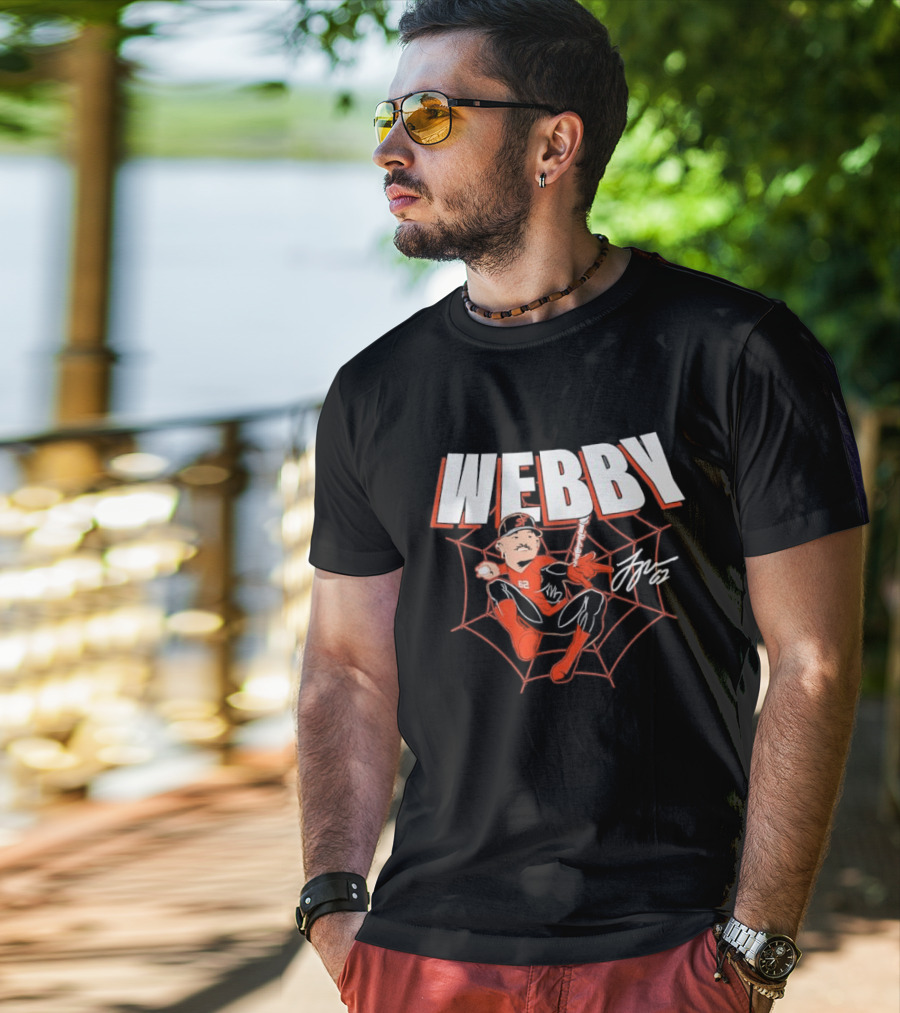 WEBBY Spider Web Baseball Player 62 Red Jersey Signature T-Shirt