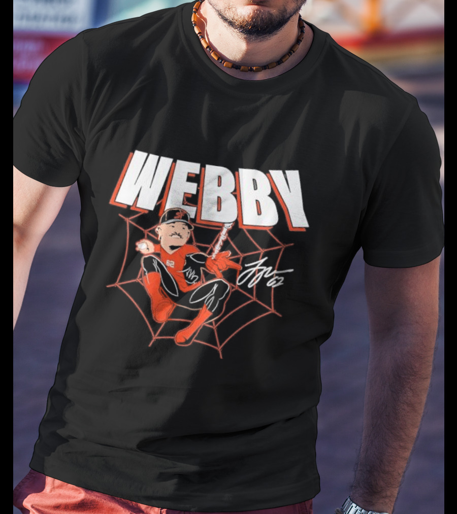WEBBY Spider Web Baseball Player 62 Red Jersey Signature T-Shirt