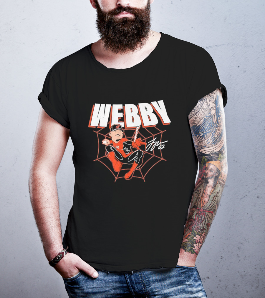 WEBBY Spider Web Baseball Player 62 Red Jersey Signature T-Shirt