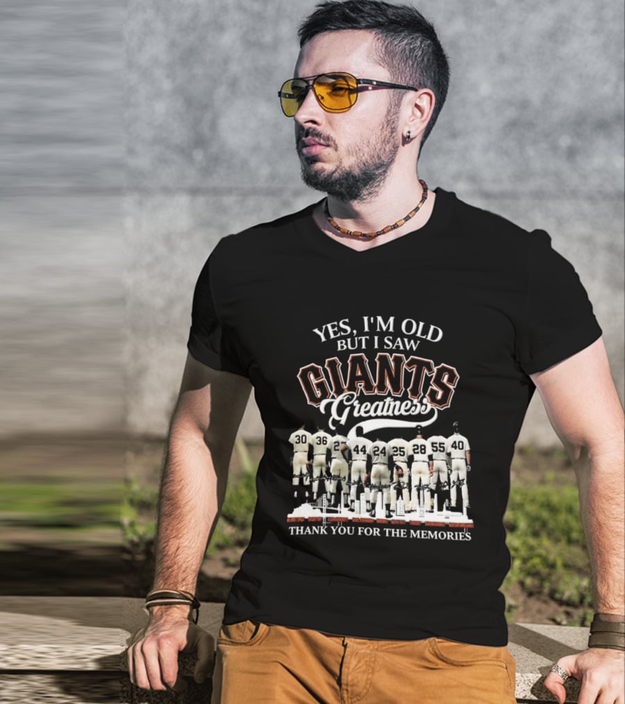 Yes I'm Old But I Saw Giants Greatness Thank You For The Memories T-Shirt
