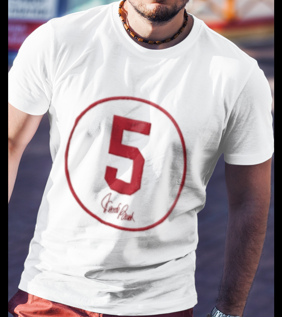 Johnny Bench Number 5 Cincinnati Reds Team Circle Signature T-Shirt