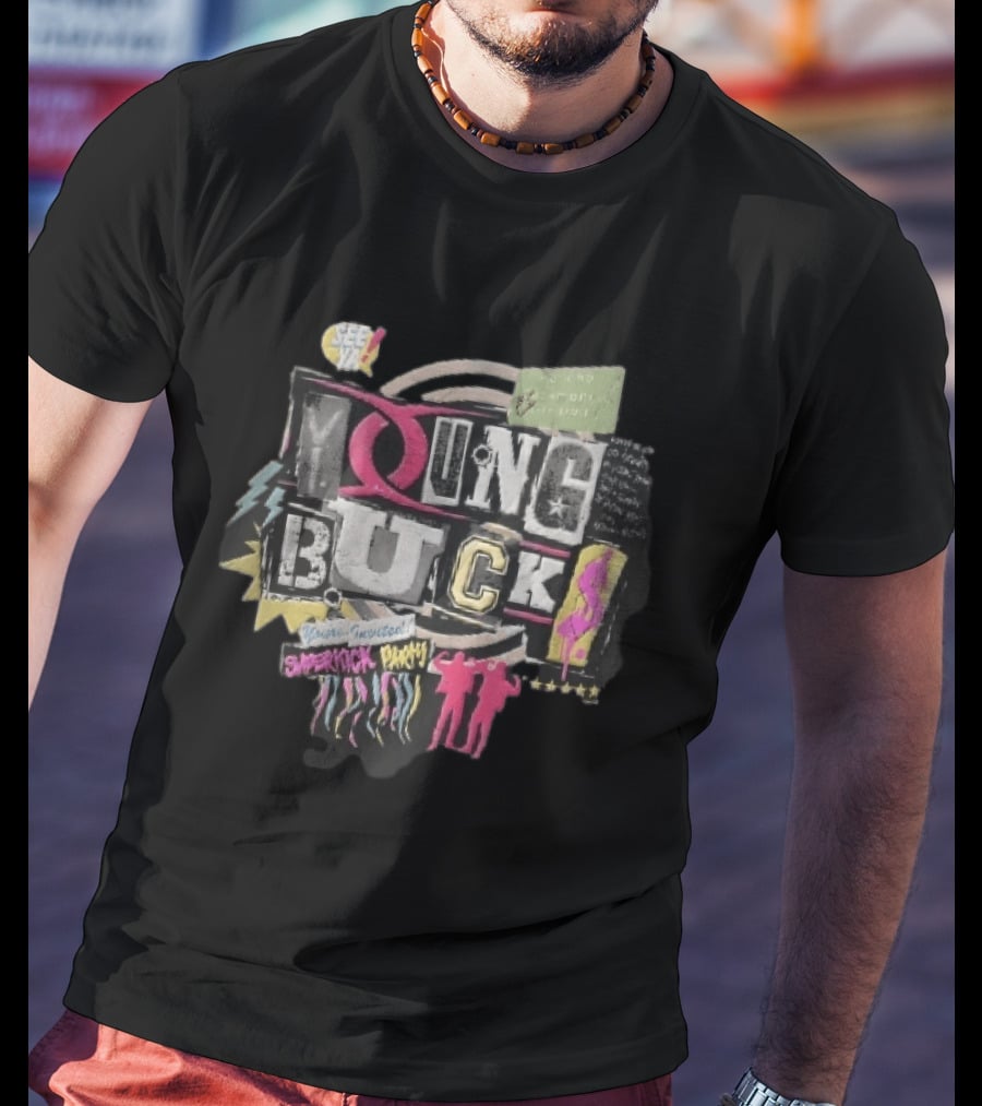 Young Bucks See Ya Rancho Cucamonga Superkick Party Matt Jackson Nick Jackson Distressed Collage T-Shirt