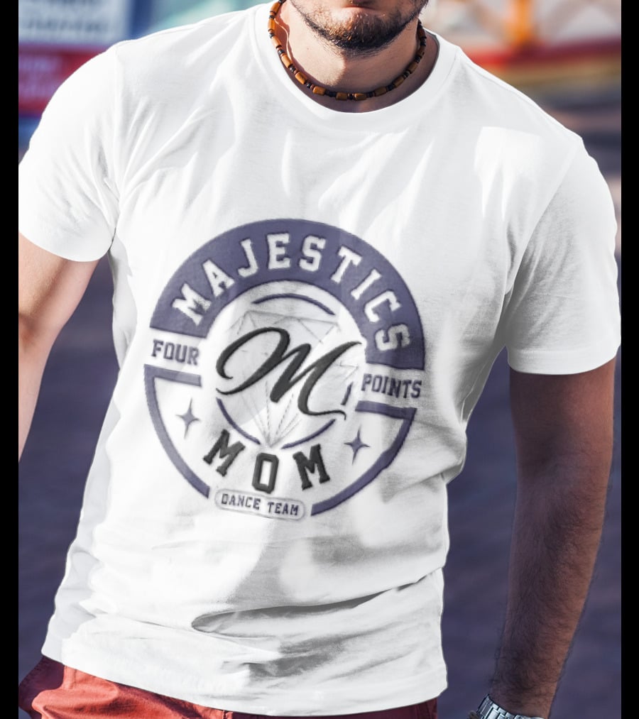 Majestics Mom Dance Team Cursive M Diamond Circle T-Shirt