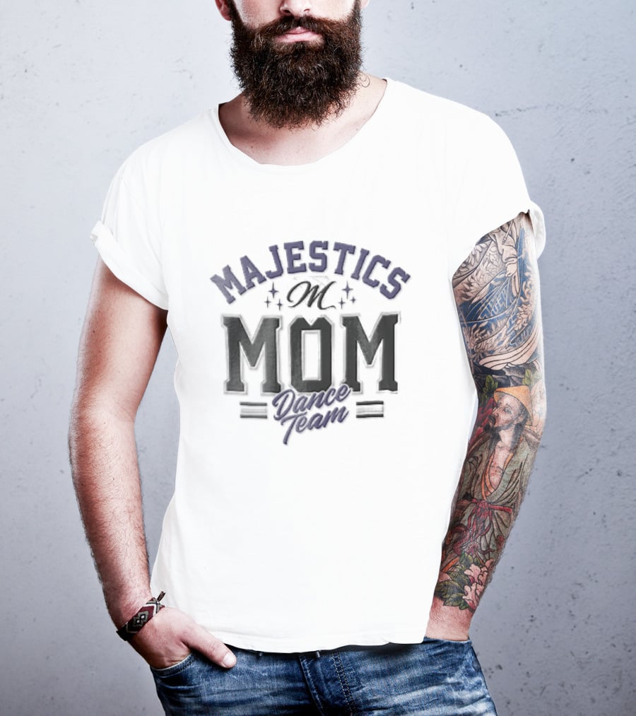 Majestics Mom Dance Team Sparkling Script Letter M T-Shirt