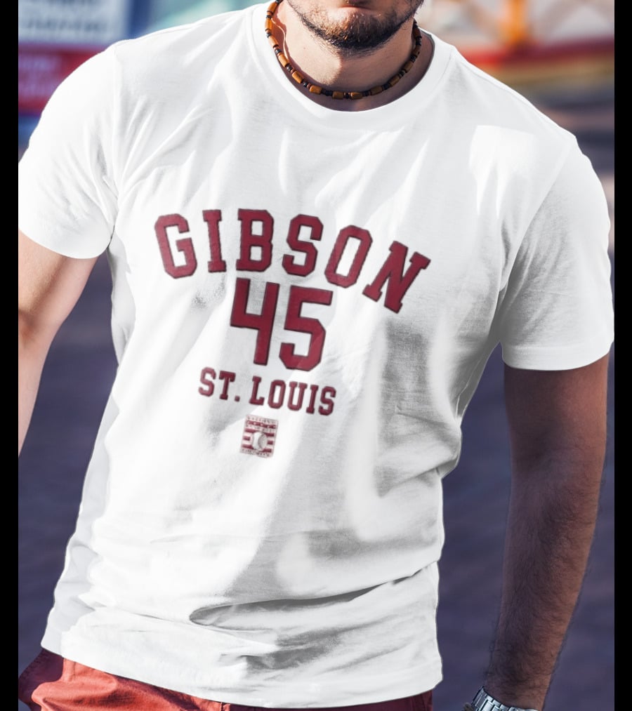 Gibson 45 St Louis Baseball Hall Of Fame 50th Anniversary T-Shirt