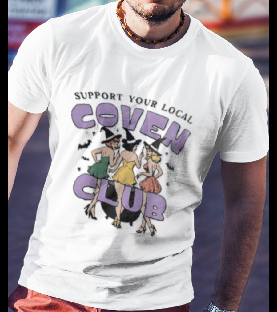 Support Your Local Coven Club Three Witches Vintage Halloween T-Shirt