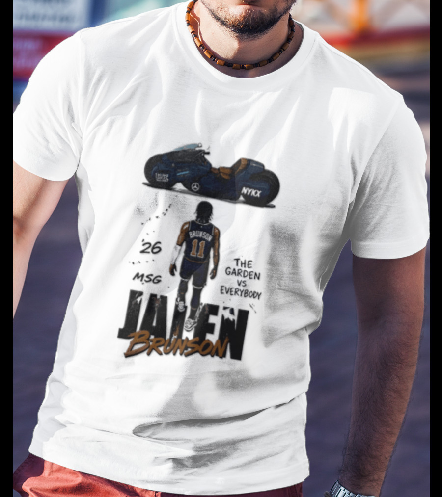 Jalen Brunson 26 The Garden NYKX MSG Vs Everybody Akira Motorcycle T-Shirt