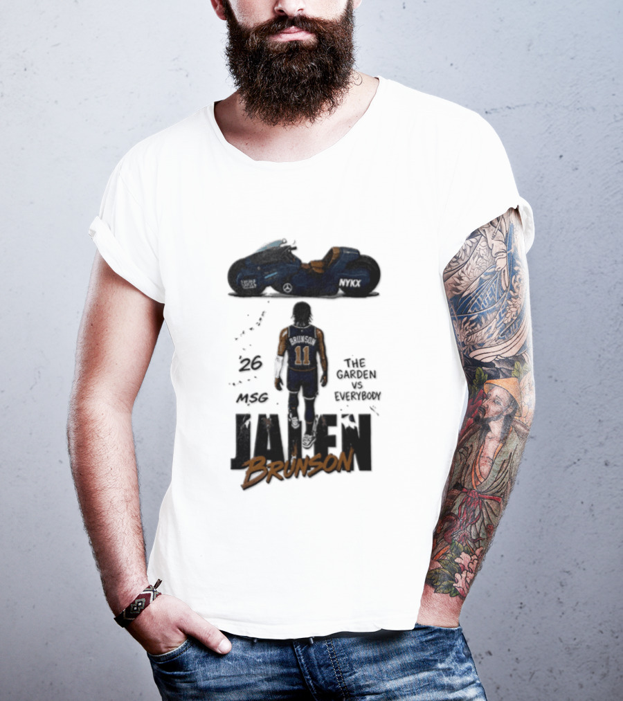 Jalen Brunson 26 The Garden NYKX MSG Vs Everybody Akira Motorcycle T-Shirt