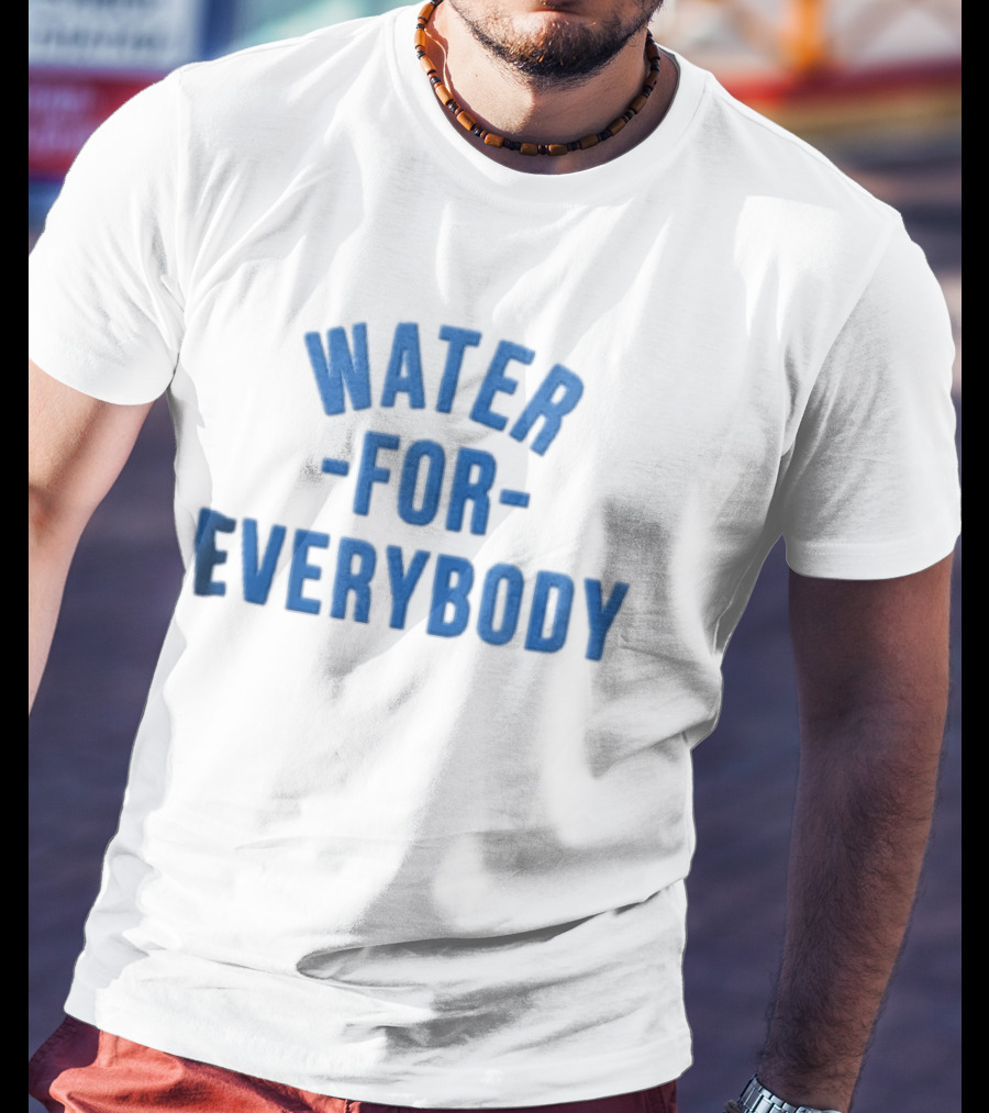 Water For Everybody Blue Arched Stacked Lettering T-Shirt