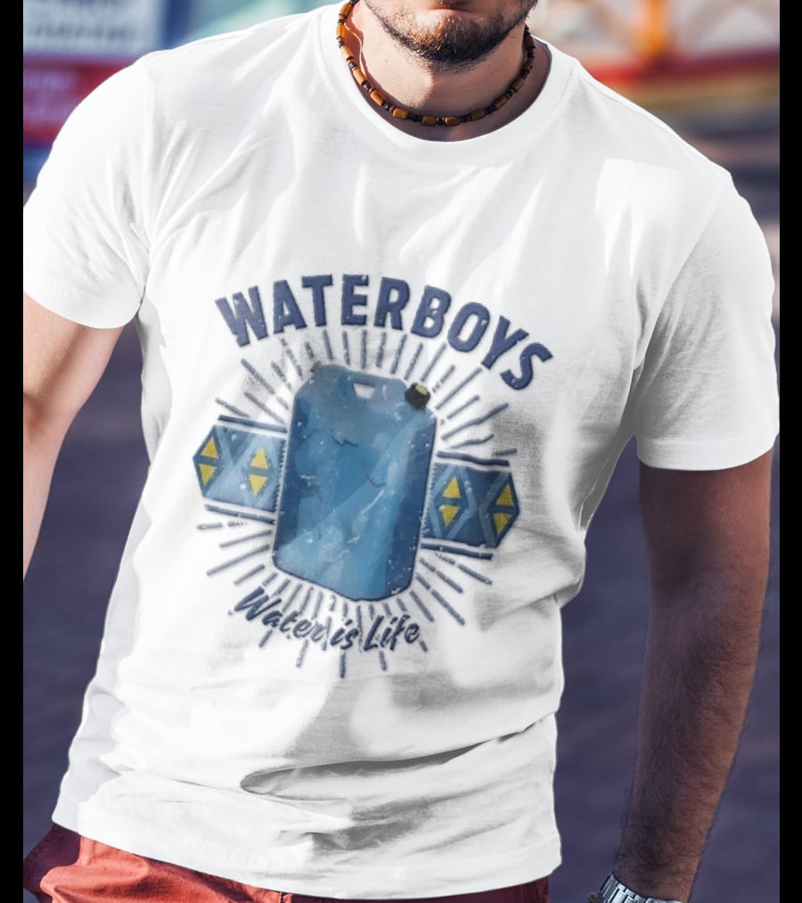Waterboys Water Is Life Blue Container Geometric Sunburst T-Shirt