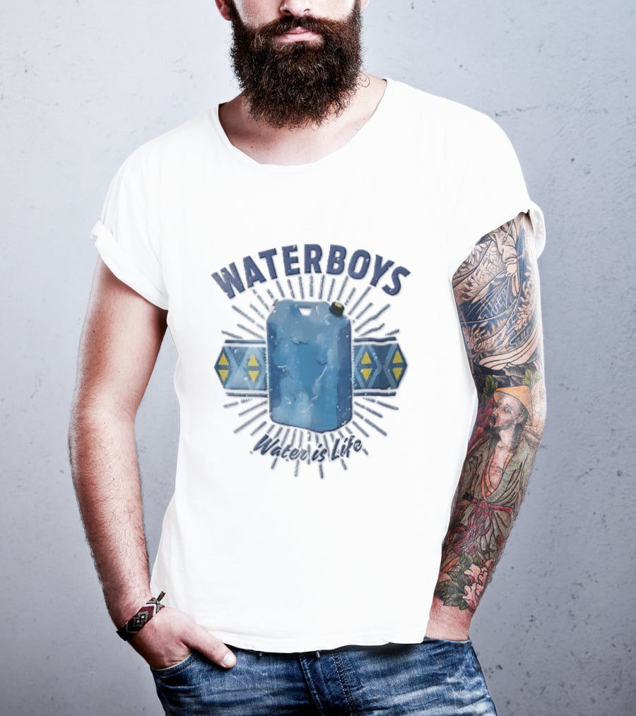 Waterboys Water Is Life Blue Container Geometric Sunburst T-Shirt