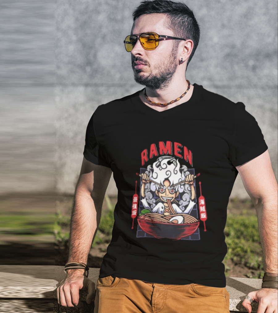 Ramen Pirate With Chopsticks Eating Noodles Anime T-Shirt