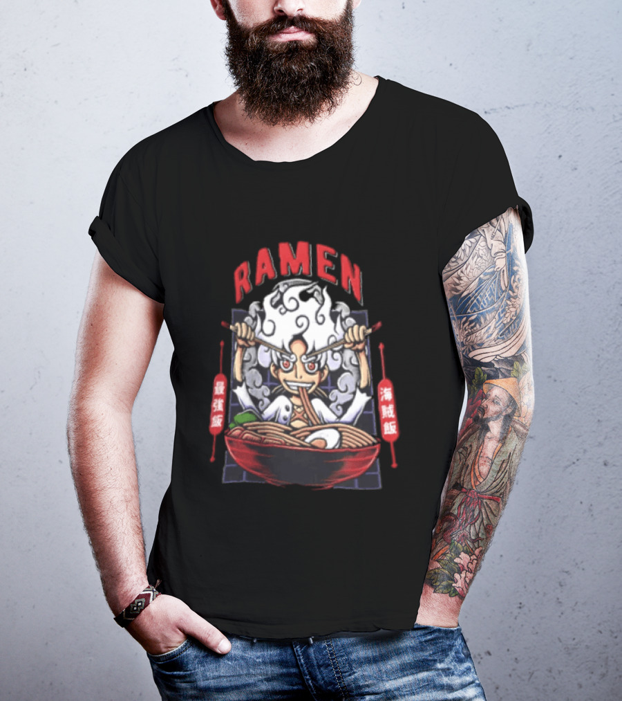 Ramen Pirate With Chopsticks Eating Noodles Anime T-Shirt