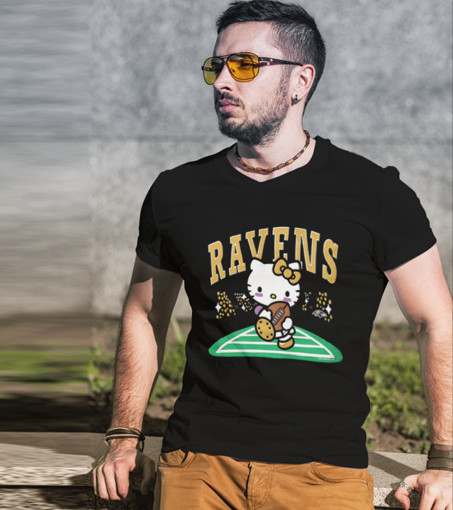 Hello Kitty Baltimore Ravens Football Collaboration T-Shirt
