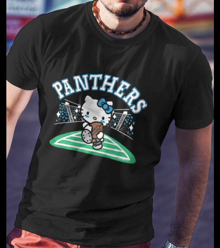 Hello Kitty Carolina Panthers Football Collaboration T-Shirt