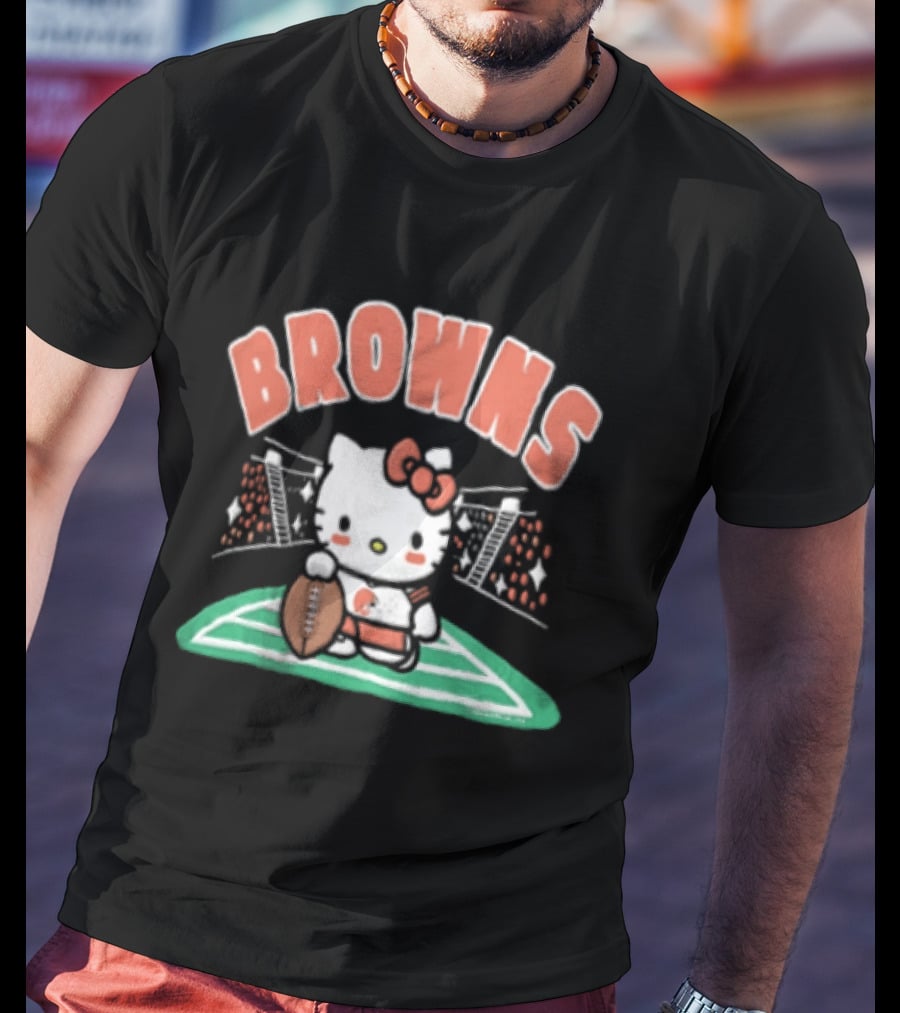 Hello Kitty Football Collaboration With Cleveland Browns T-Shirt