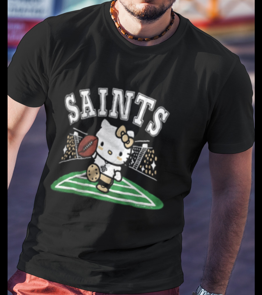 Hello Kitty New Orleans Saints Football Mascot Fan Gear T-Shirt
