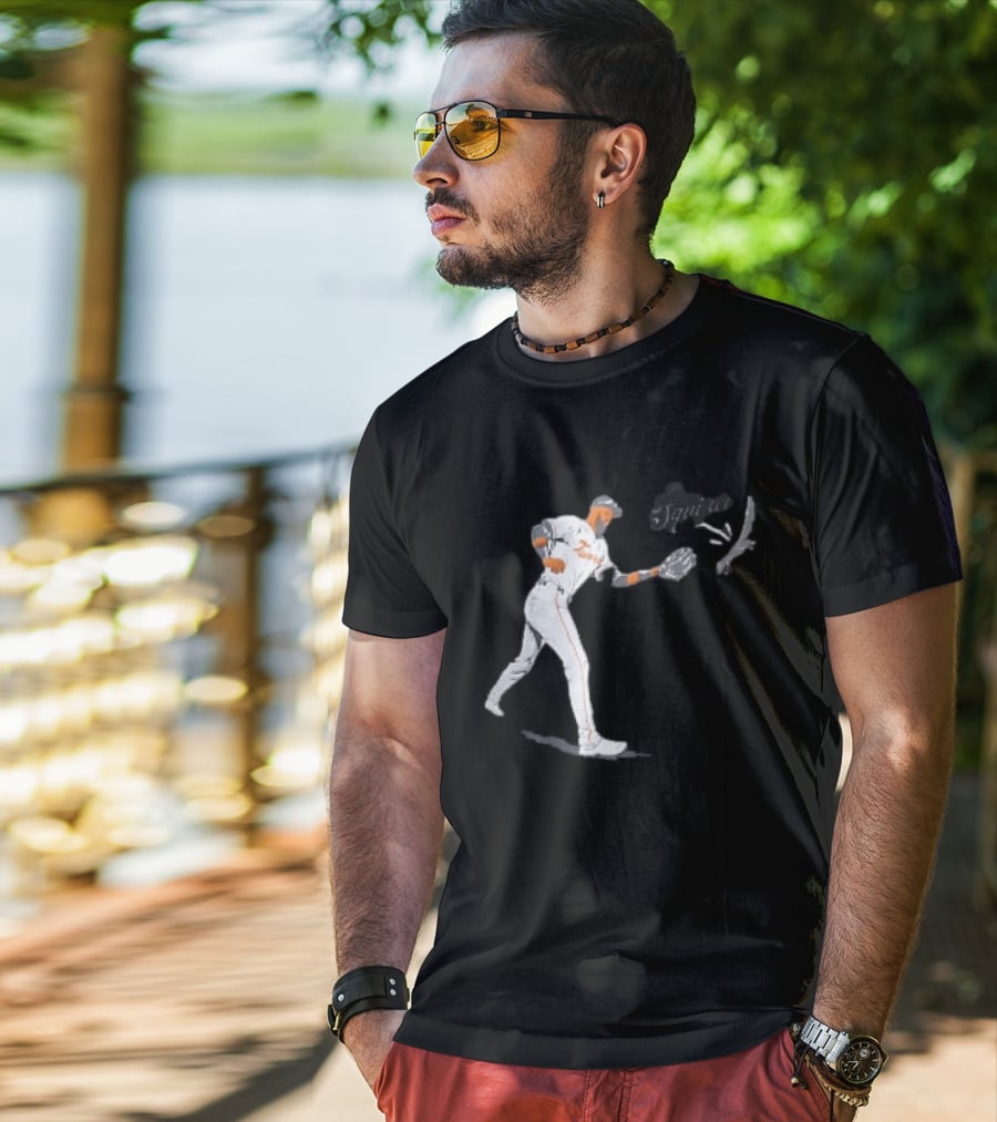 Squirrel Leody Taveras Texas Rangers MLB Catching Cartoon Baseball T-Shirt