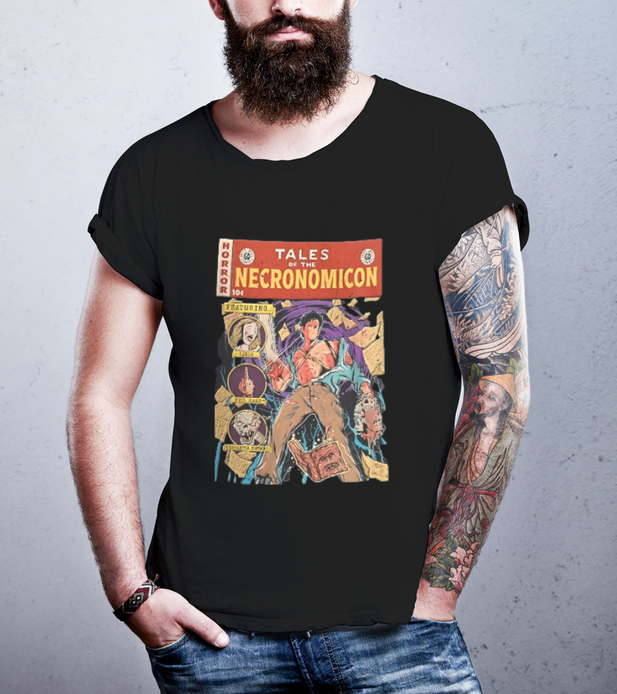Tales Of The Necronomicon Horror Featuring Ash Williams Evil Dead Comic Book Bruce Campbell Linda Henrietta Knowby T-Shirt