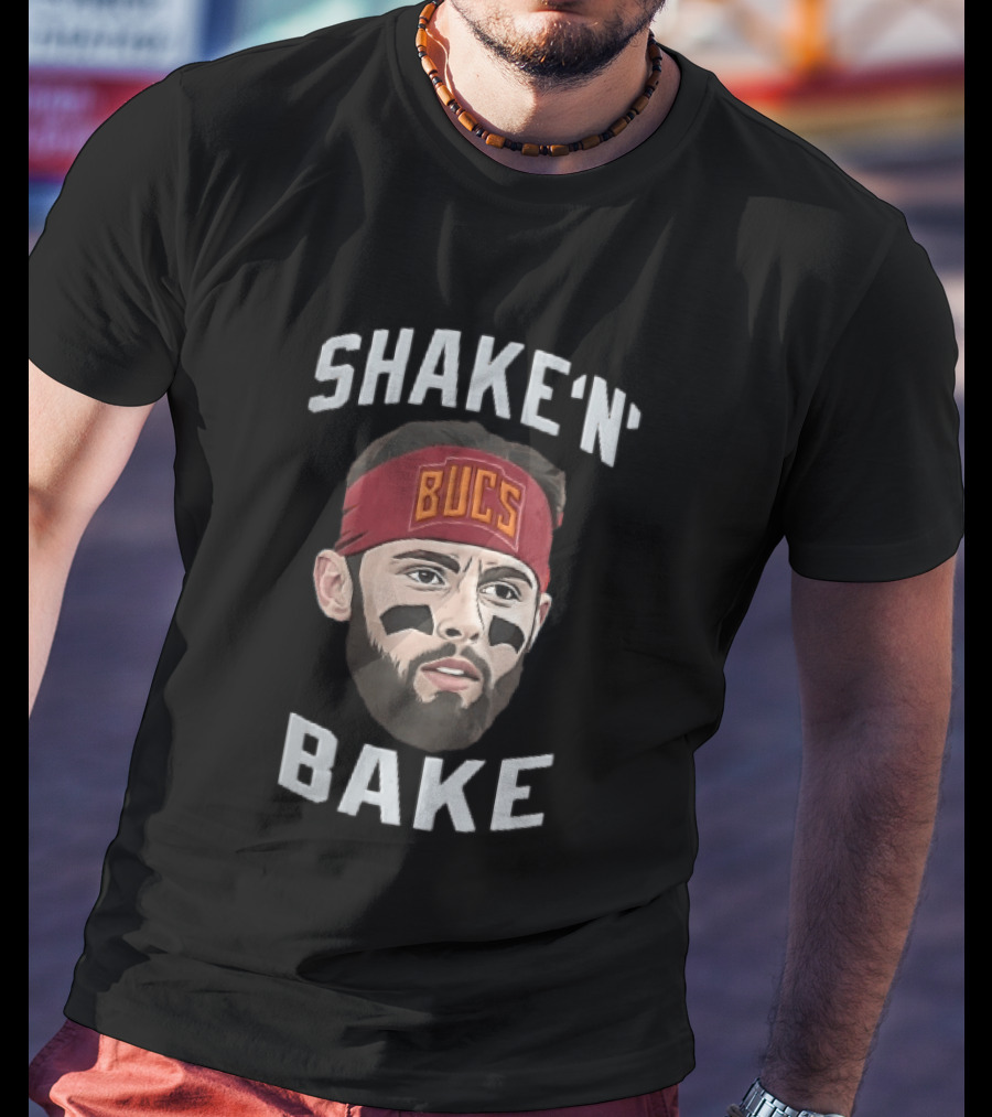 Tampa Bay Buccaneers Shake N Bake Bucs Eyeblack Red Headband Caricature T-Shirt