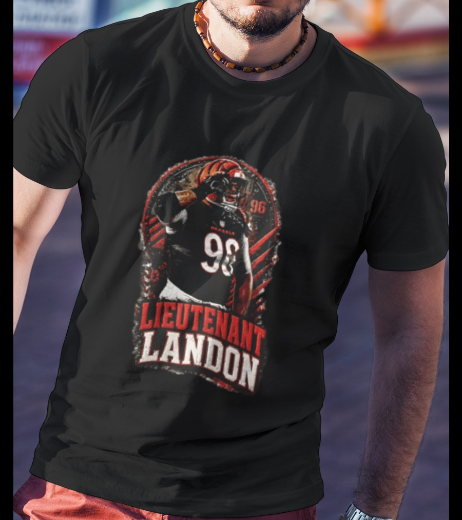 Lieutenant Landon 96 Cincinnati Bengals Football Salute T-Shirt