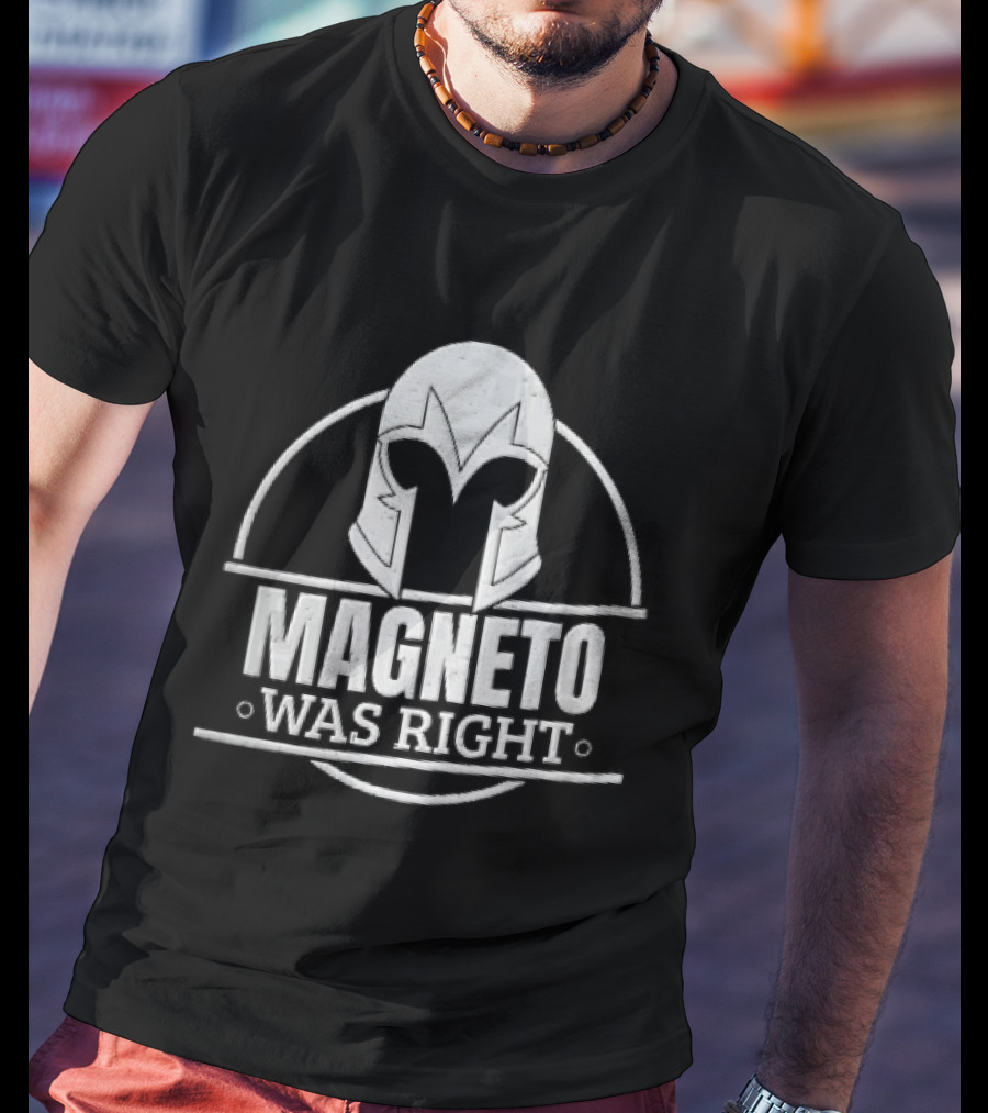 Magneto Was Right Helmet Circular Frame Distressed Grunge T-Shirt