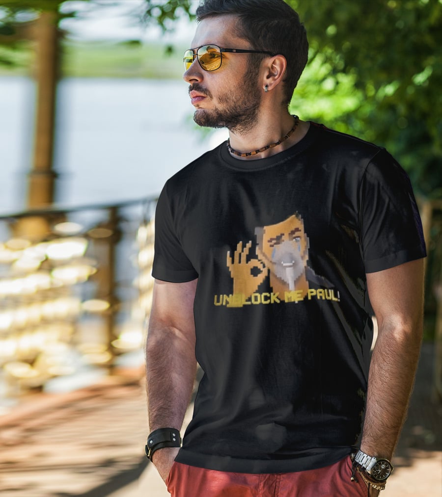 Unblock Me Paul Pixel Art Crying Man OK Hand Gesture T-Shirt