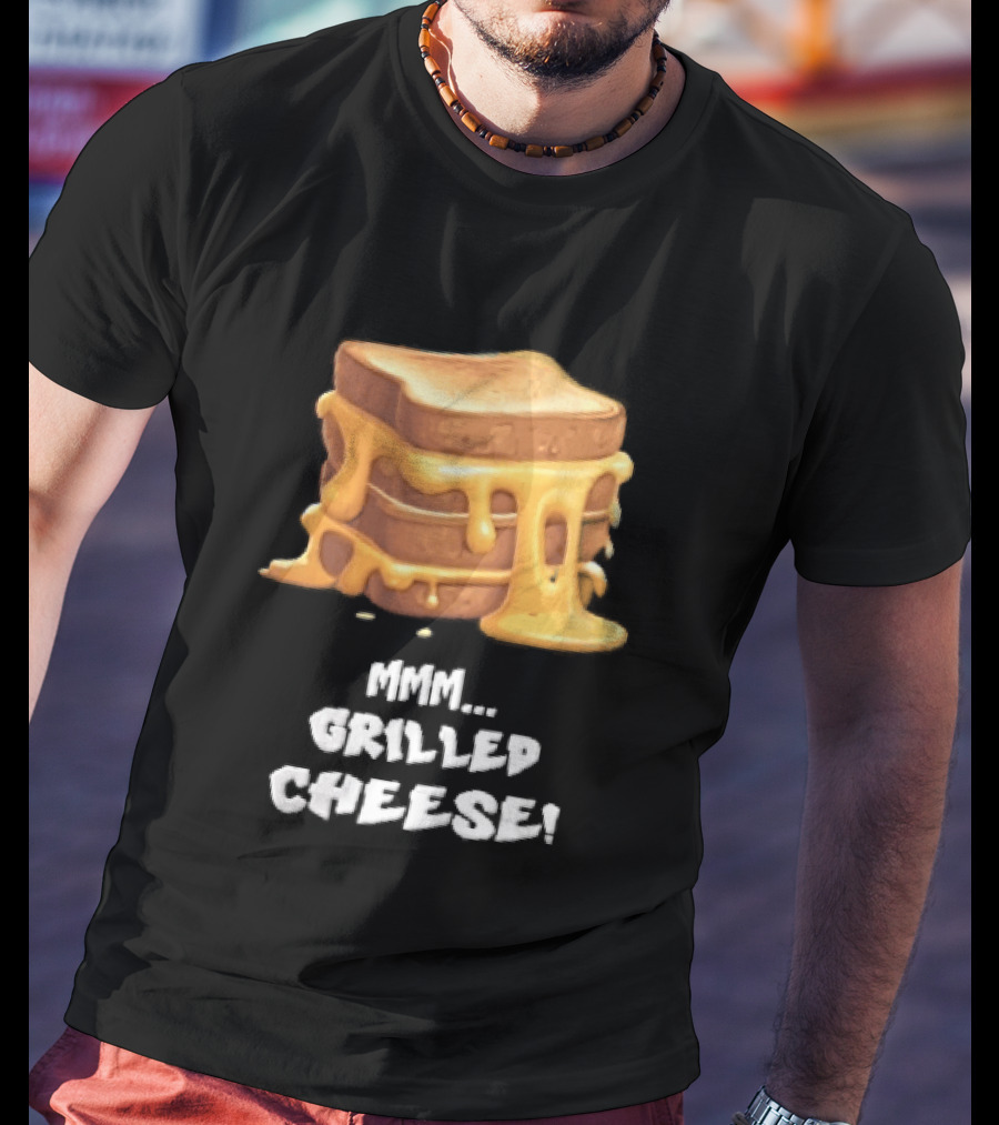 Mmm Grilled Cheese Melting Dripping Stacked Sandwiches Cartoon T-Shirt