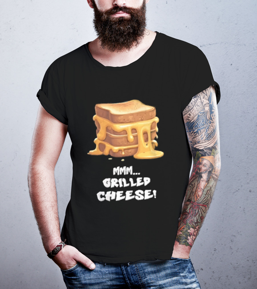 Mmm Grilled Cheese Melting Dripping Stacked Sandwiches Cartoon T-Shirt